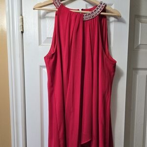 Knee-length dress with jeweled neckline - Size 14W